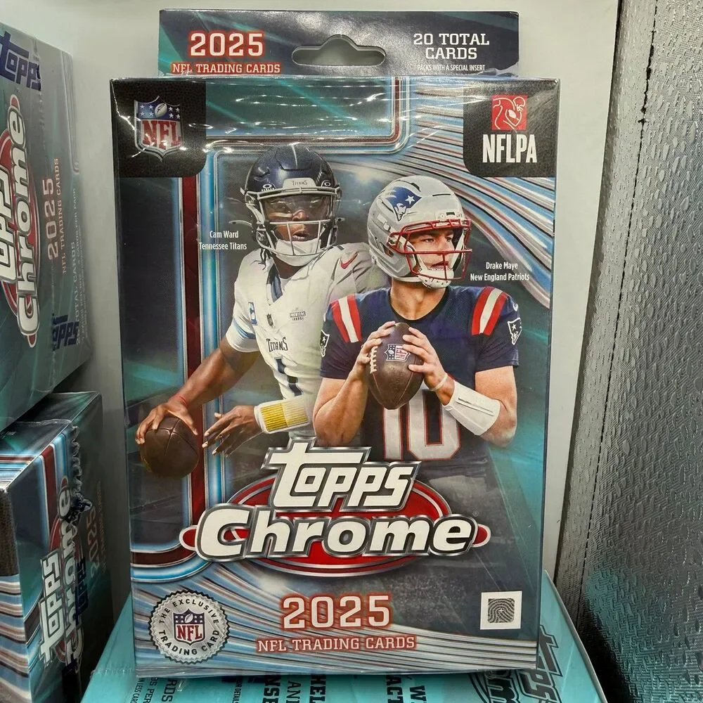 Topps Chrome 2025 NFL Trading Card Bundle: 1x Mega, 2x Value, 4x Hanger Box